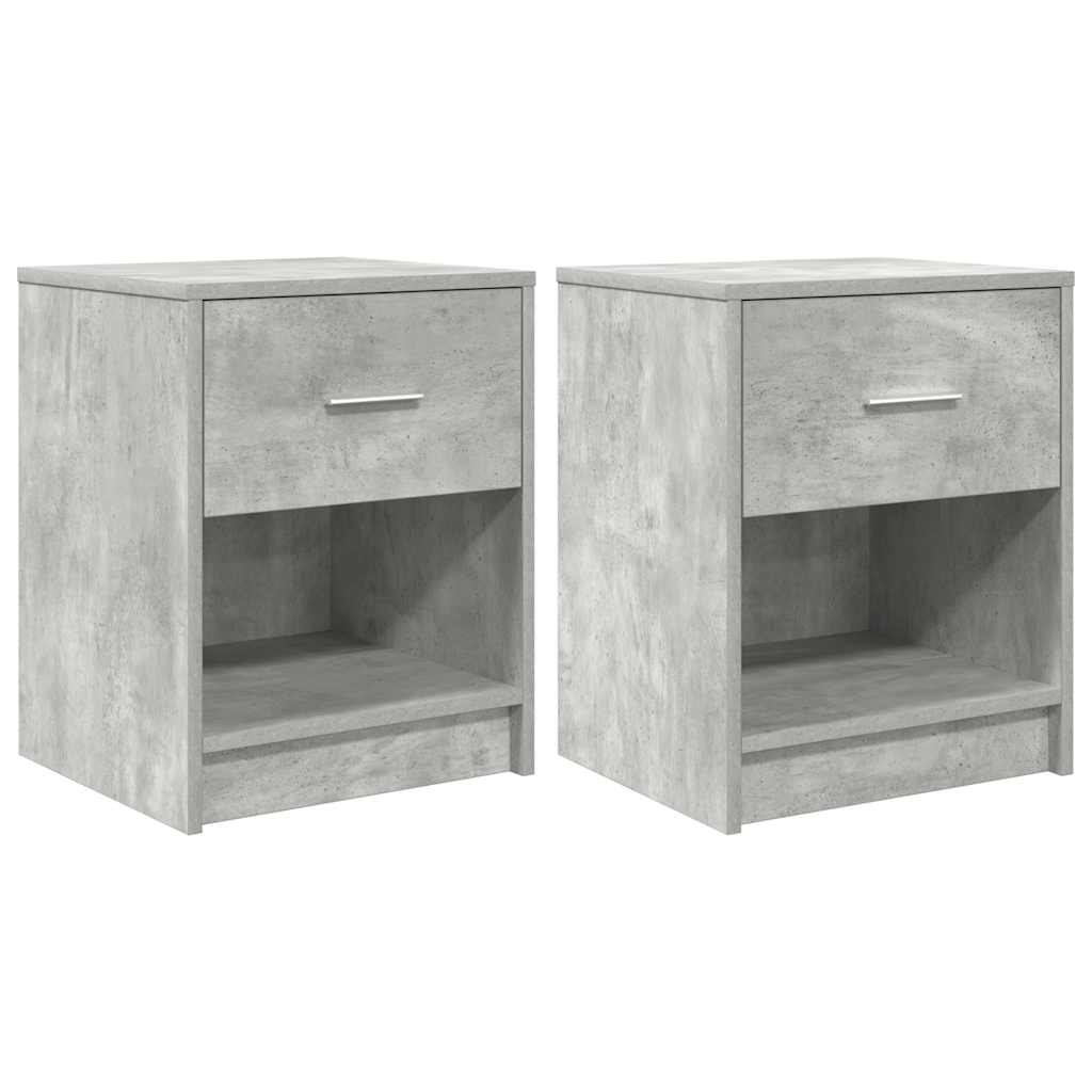 Bedside Cabinets 2 pcs with Drawer Concrete Grey 40x34x50 cm